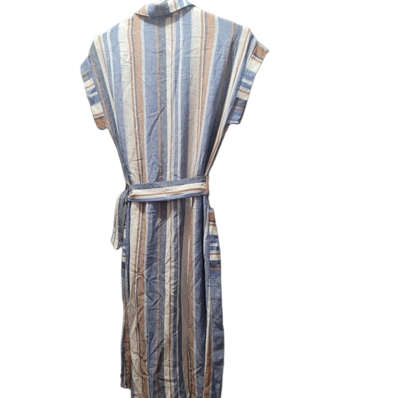 Monteau belted vertical striped dress M - Picture 8 of 8